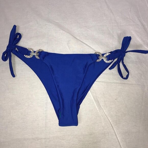 Blue Bedazzled Size Large Side Tie Bikini Set. - Picture 3 of 9